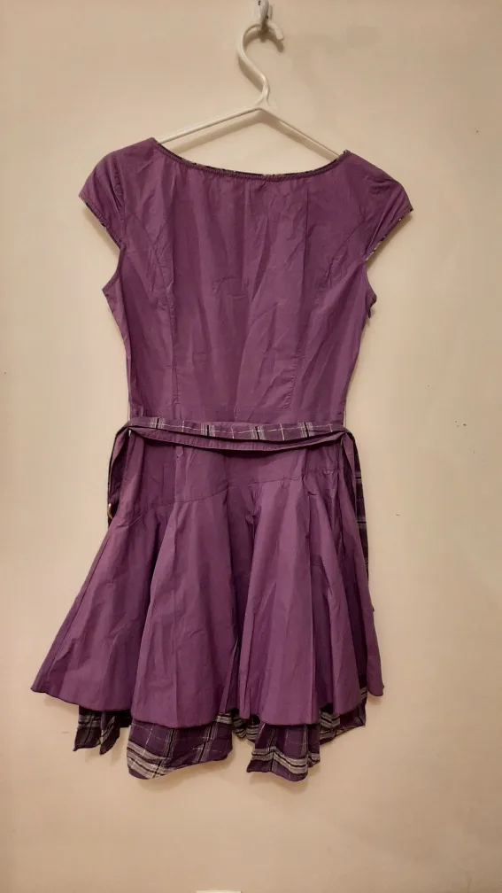 Purple and Plaid Dress with belt image indicator(4)