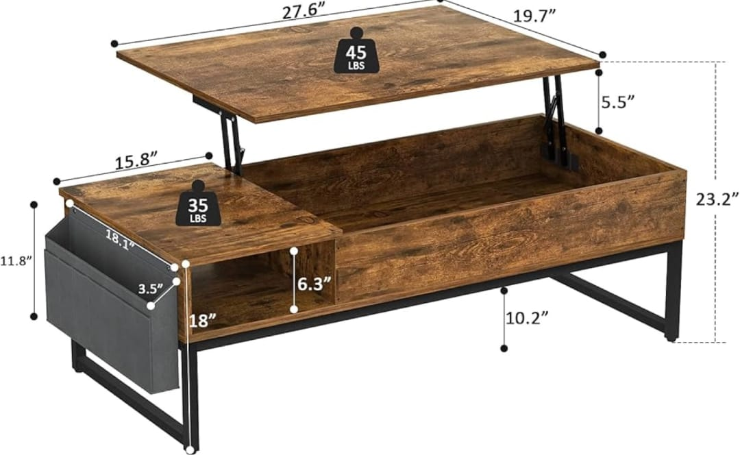 Lift-Top Coffee Table with Storage - photo 3
