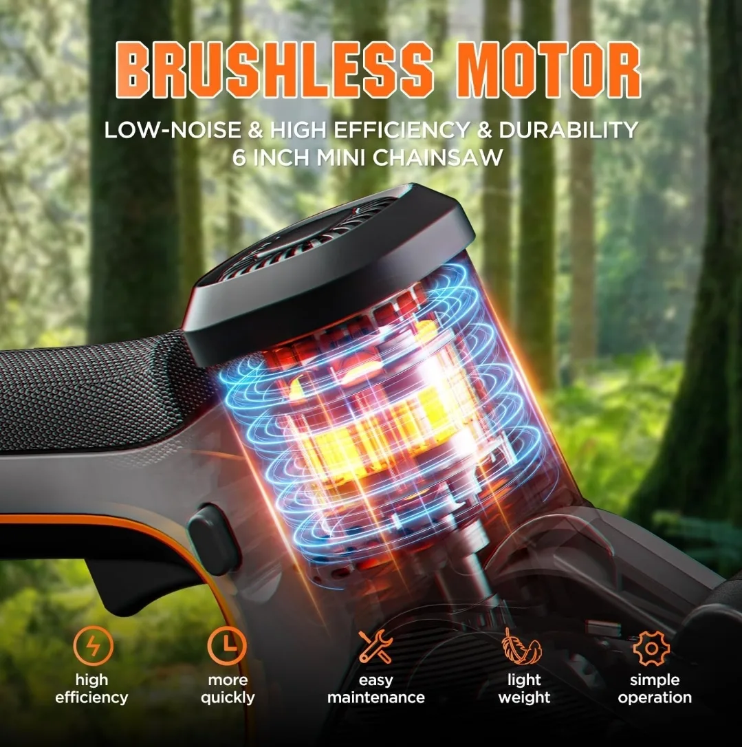 Litheli 20V 6" Mini Chainsaw – Brushless, Battery-Powered image indicator(5)