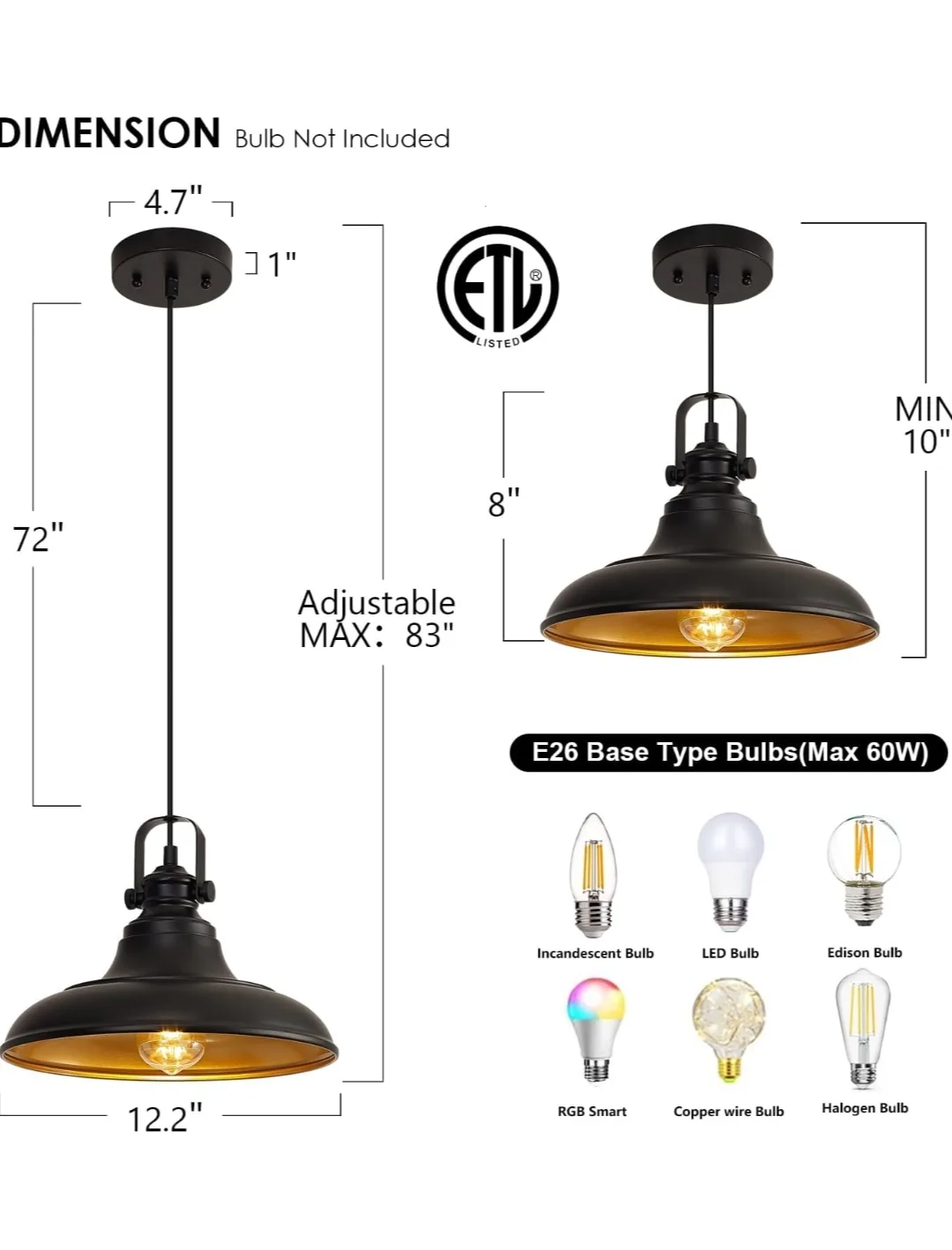 Modern Black Farmhouse Pendant Lights – Set of 3 image indicator(2)