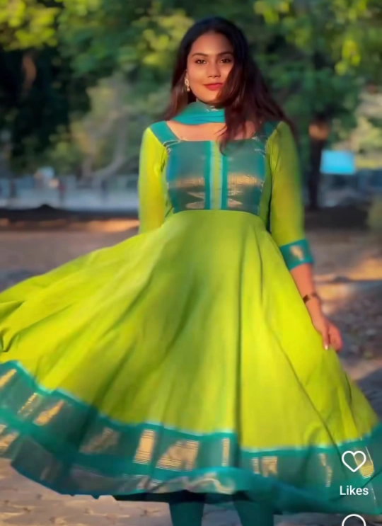 Lime Green Anarkali Suite