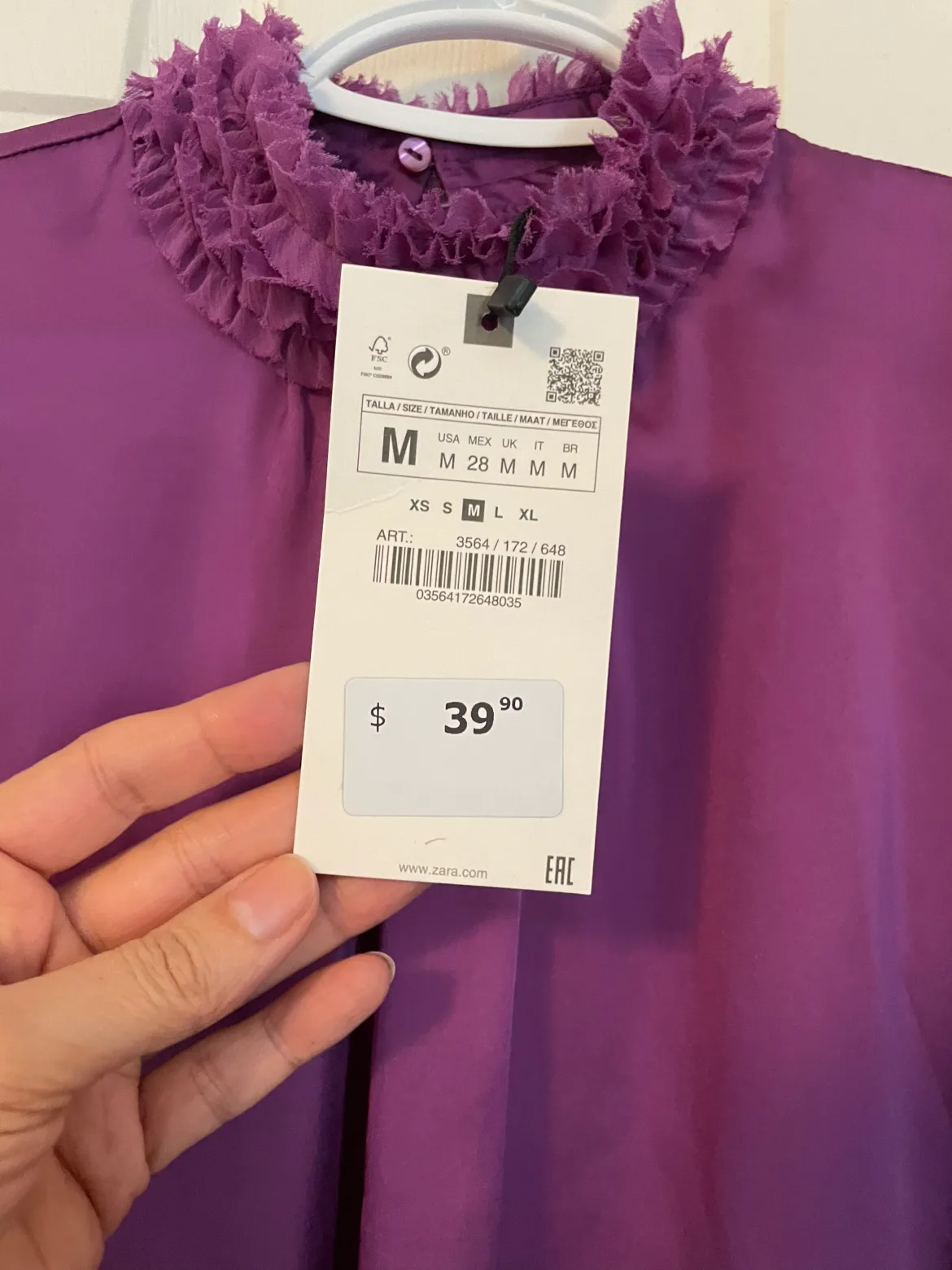 Zara Purple Satin Blouse with Ruffles image indicator(5)