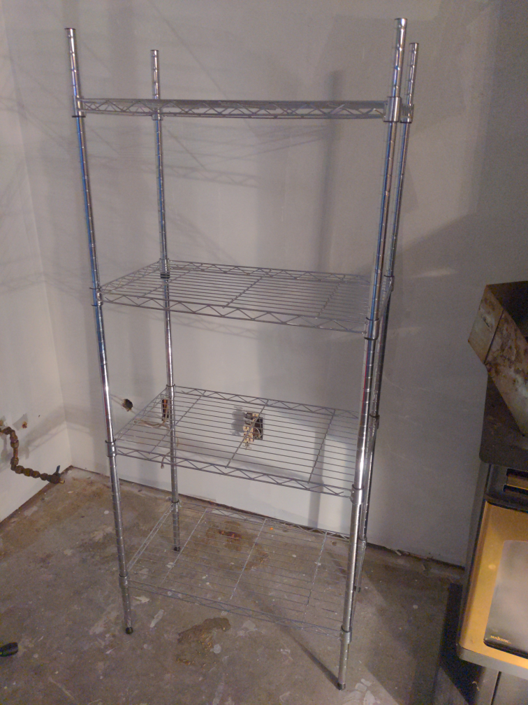 Metal kitchen shelf, 4 shelves
