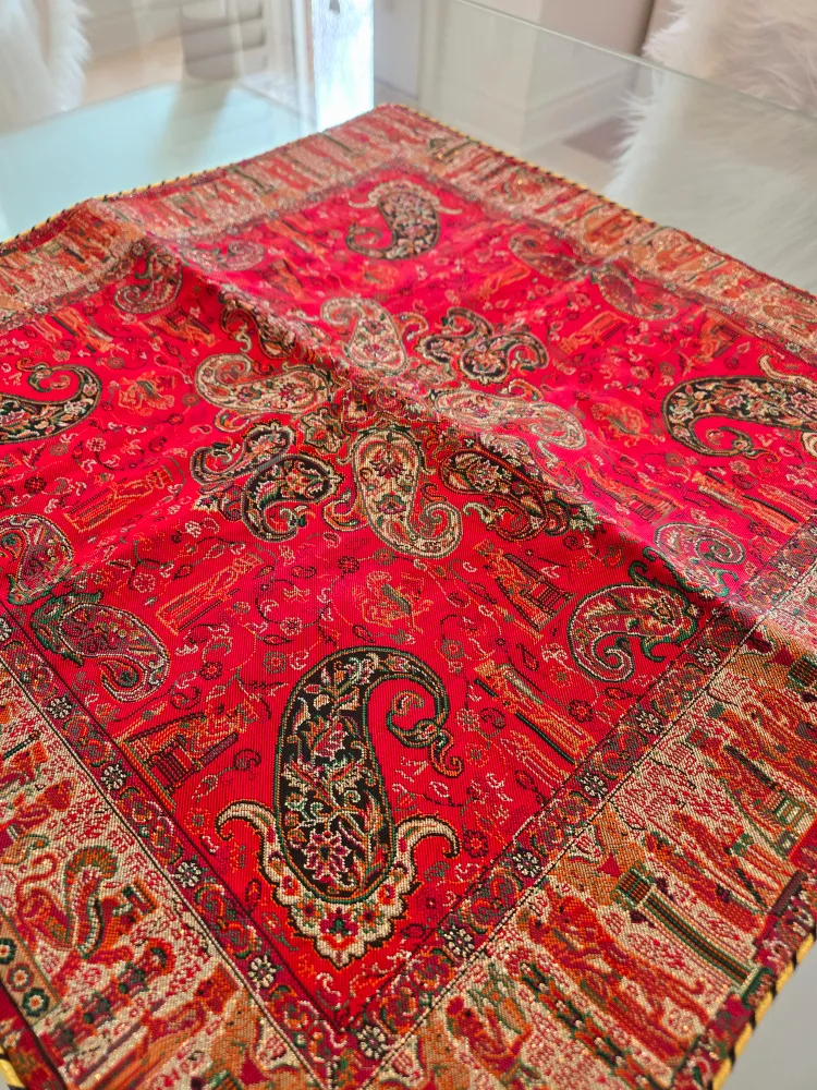 Red paisley patterned throw cushion Cover thumbnail