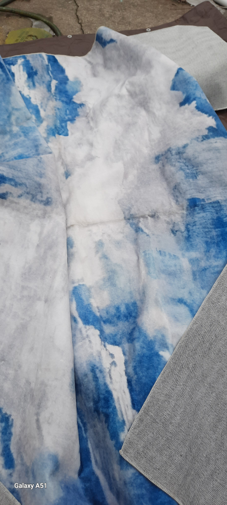 Large Abstract Blue and Grey Area Rug