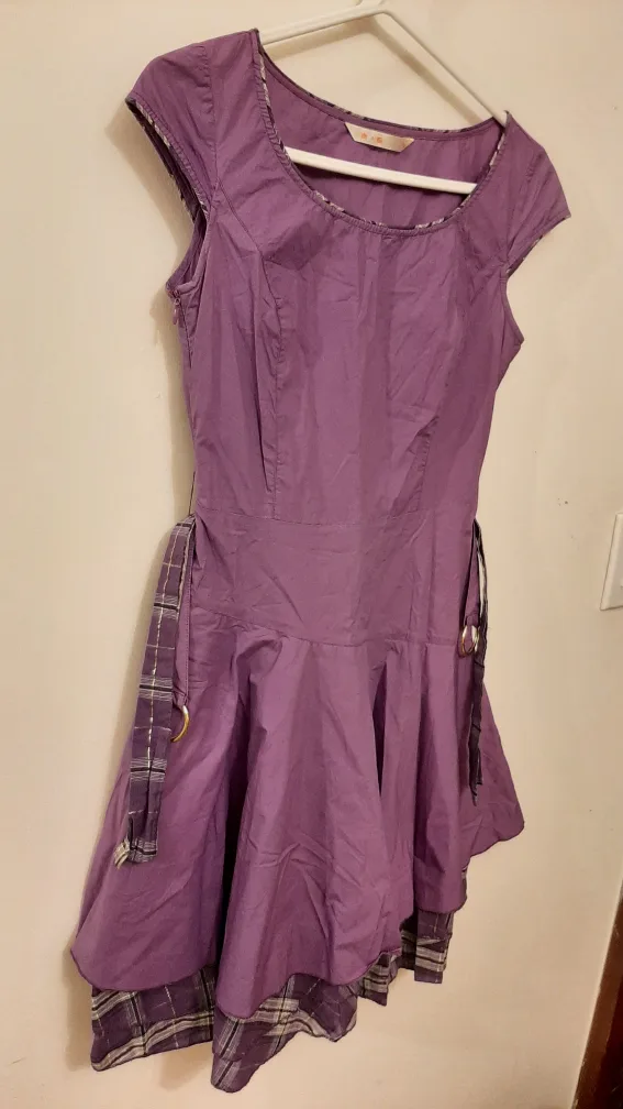 Purple and Plaid Dress with belt image indicator(3)