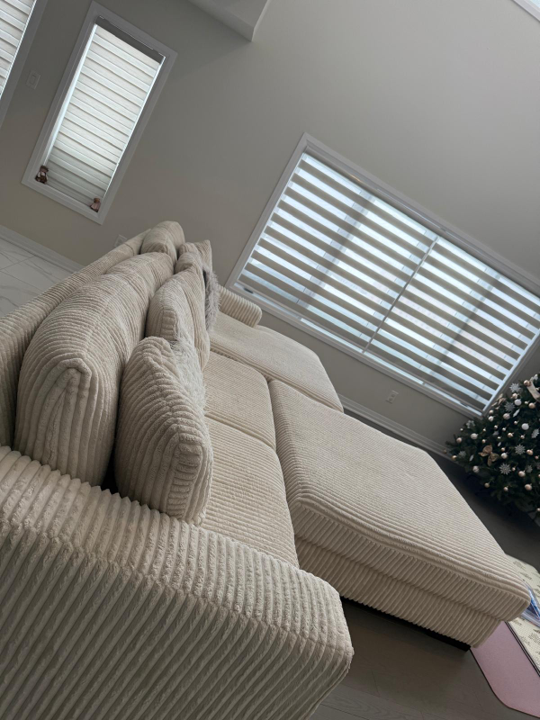 Cream Corduroy Sectional Oversized Sofa with huge ottoman - photo 2