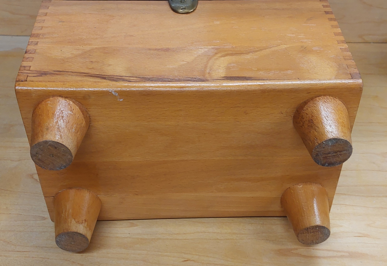 Vintage Wooden Shoe Shine Box with Horn - photo 4