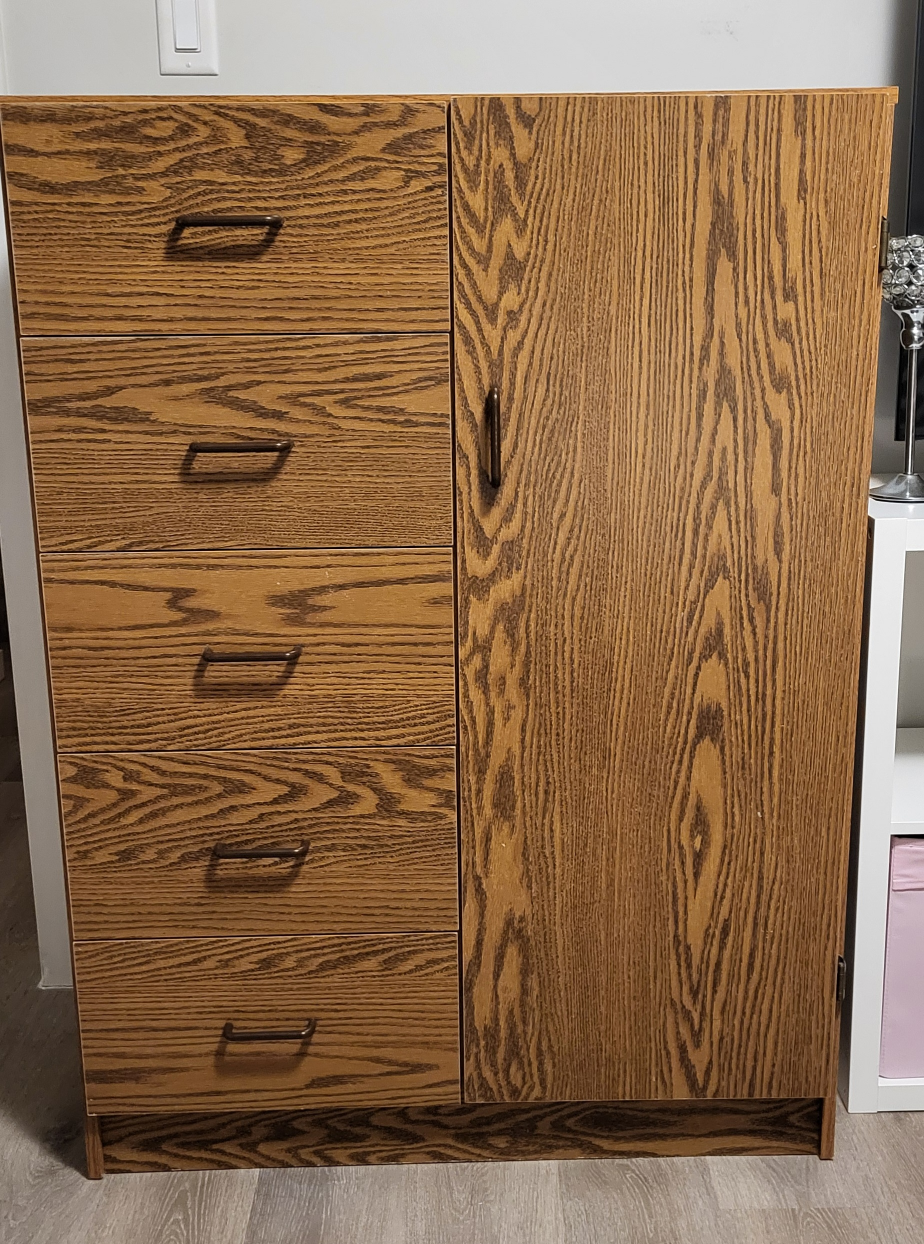 Wooden Armoire with Five Drawers