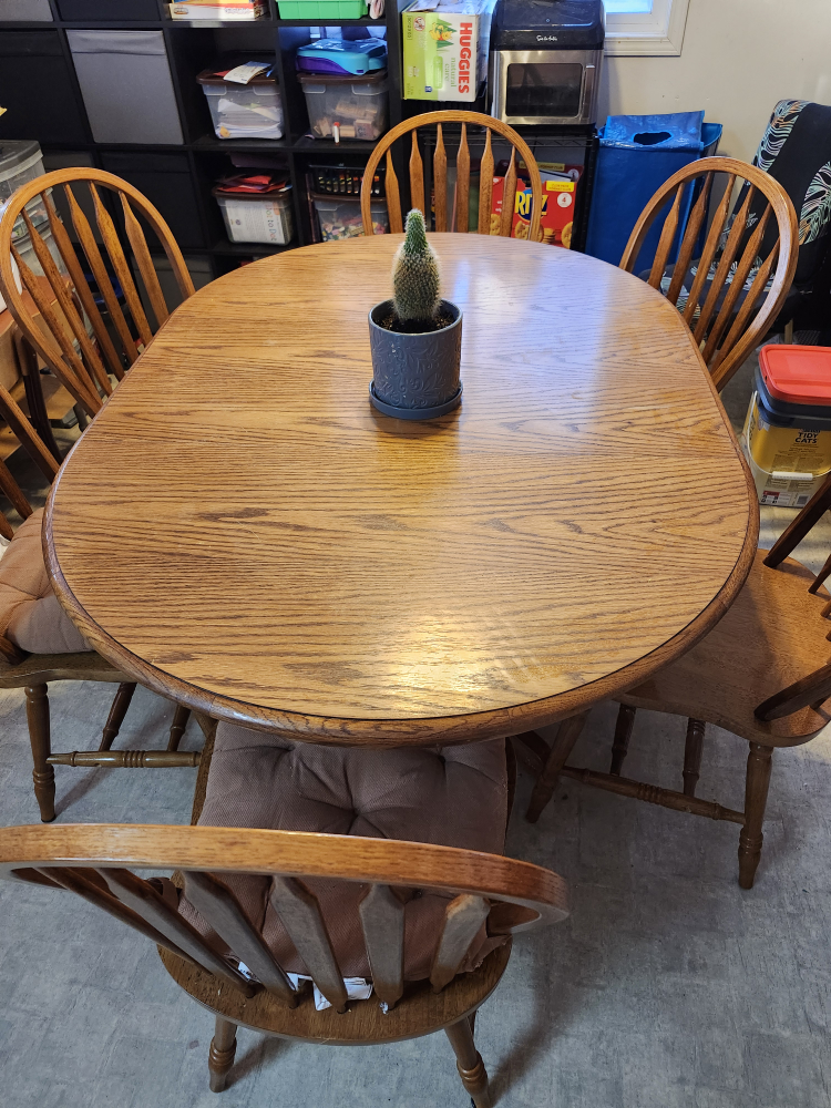 Oak Dining Table Set with 6 Chairs