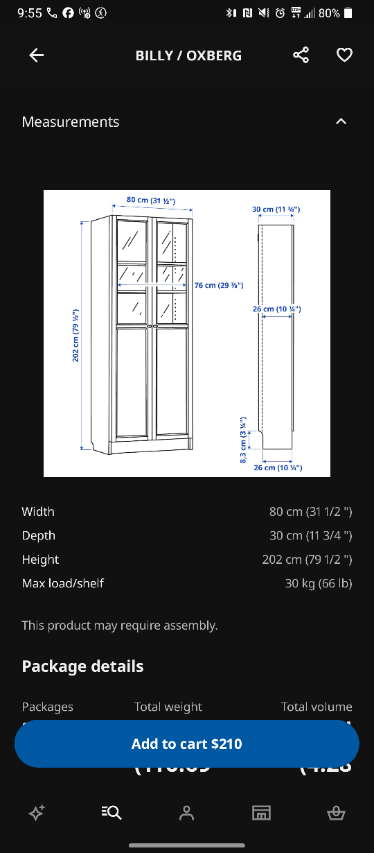 IKEA BILLY/OXBERG Bookcase - White - photo 3
