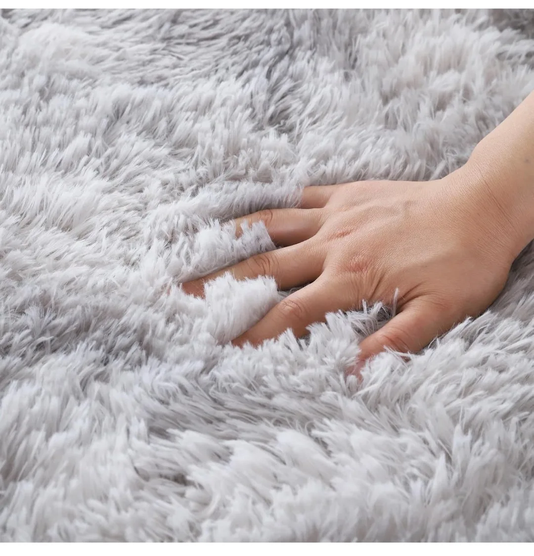 Fluffy Grey Rug - Soft, Durable, Non-Slip image indicator(3)