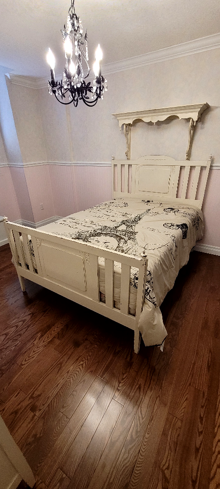Vintage Off White Bedroom Set - Bed and Dresser