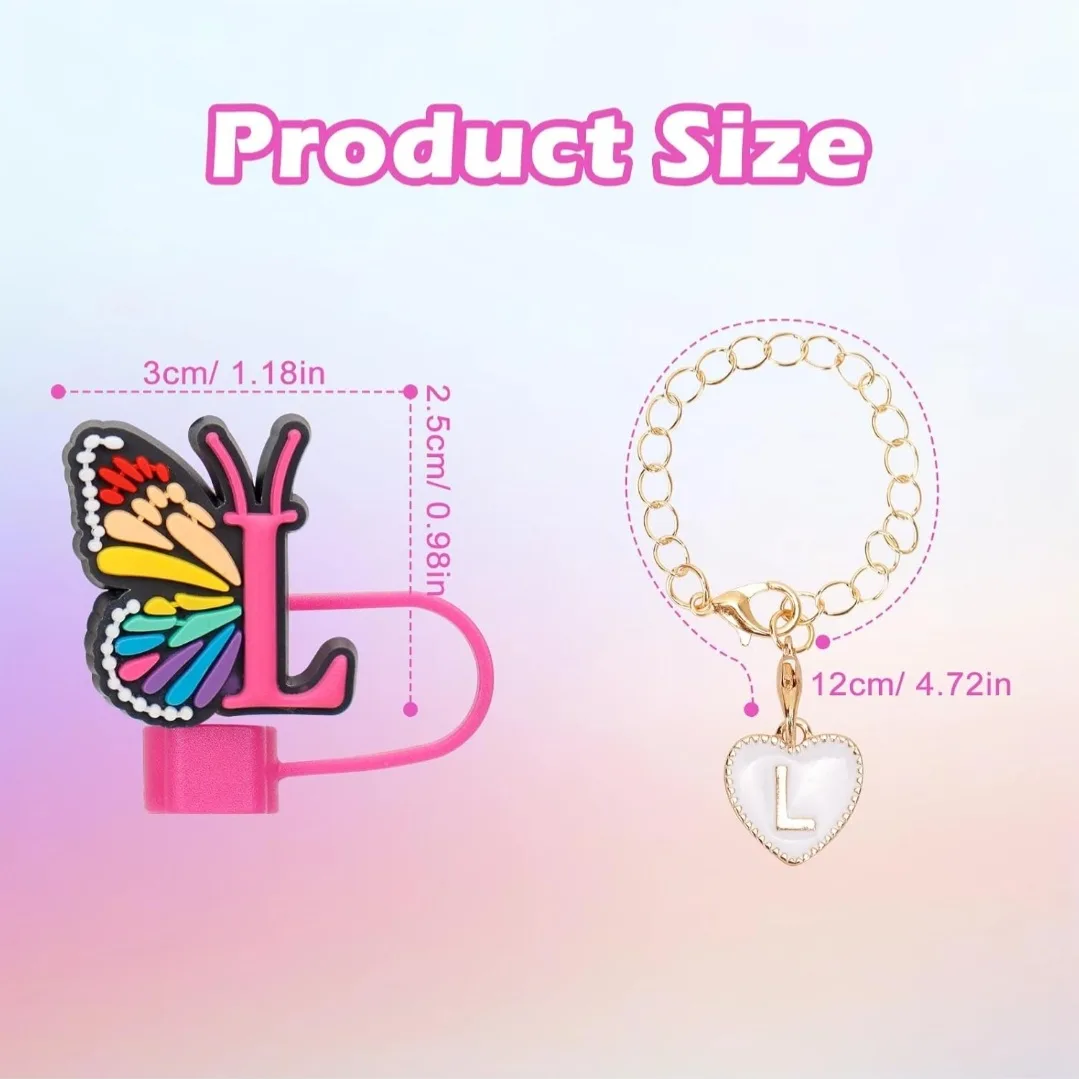 Butterfly & Heart Charms for Stanley Cups + 2 Initial L Charms image indicator(4)