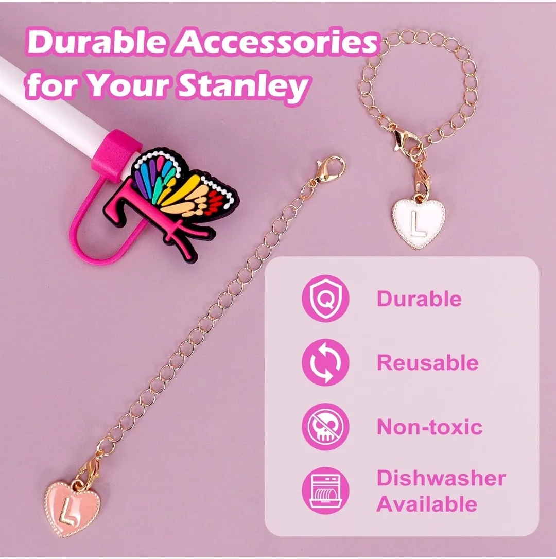 Butterfly & Heart Charms for Stanley Cups + 2 Initial L Charms image indicator(5)