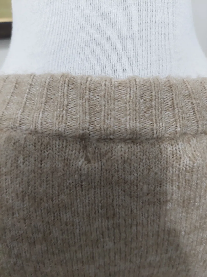 Wool Blend  V neck Sweater Vest Tan Size Small image indicator(6)