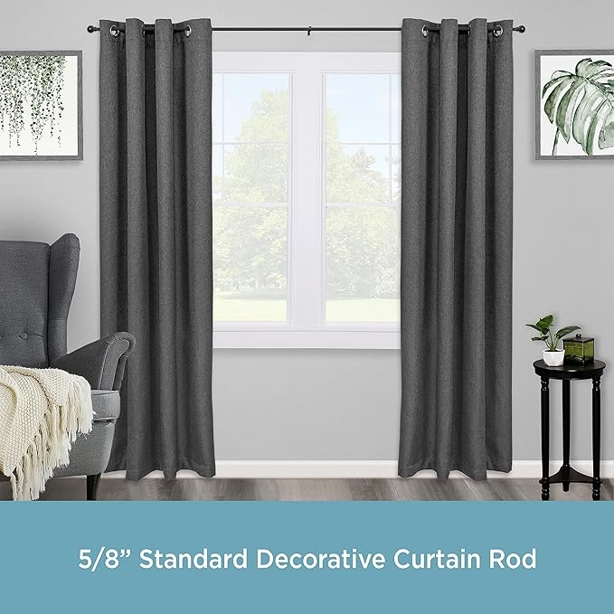 48-86" Adjustable Black Finish Curtain Rod with hinges - photo 2