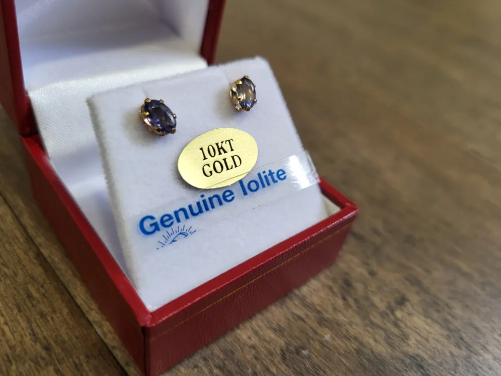 Genuine Iolite 10KT Gold Earrings image indicator(3)