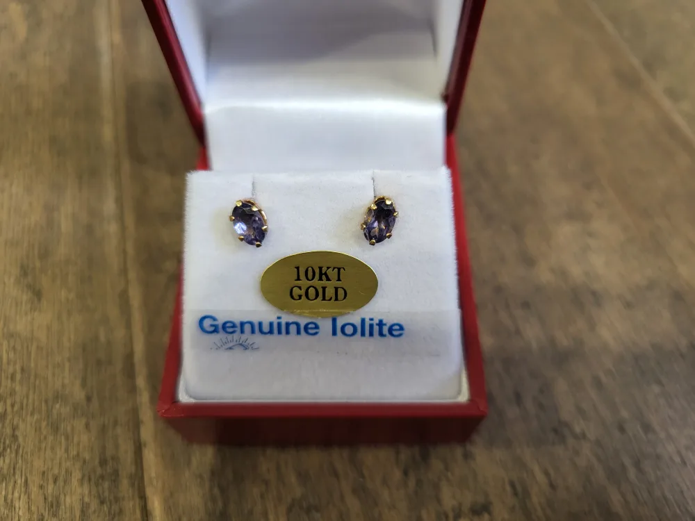 Genuine Iolite 10KT Gold Earrings image indicator(5)