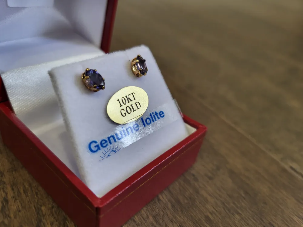 Genuine Iolite 10KT Gold Earrings image indicator(7)