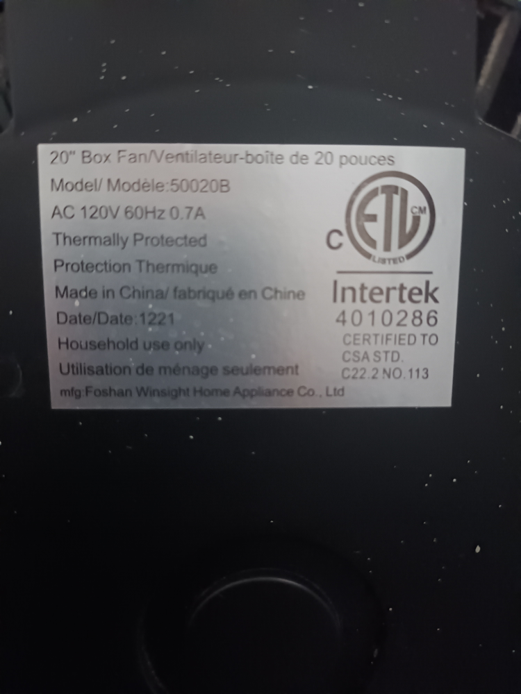 20" Black Box Fan - photo 4