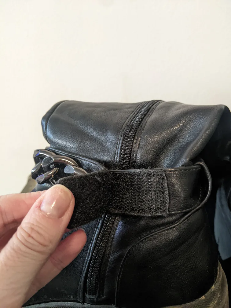 Knee High Black Combat Boots with Removable Chain image indicator(6)