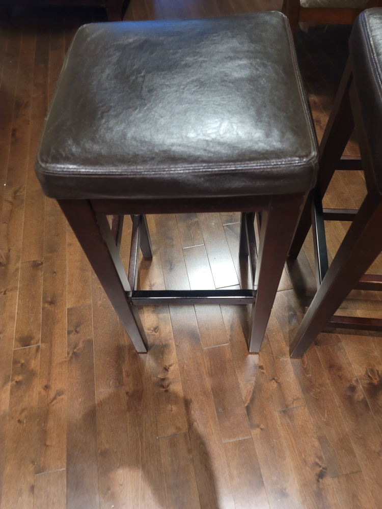 Pair of Brown Leather Bar Stools - photo 4