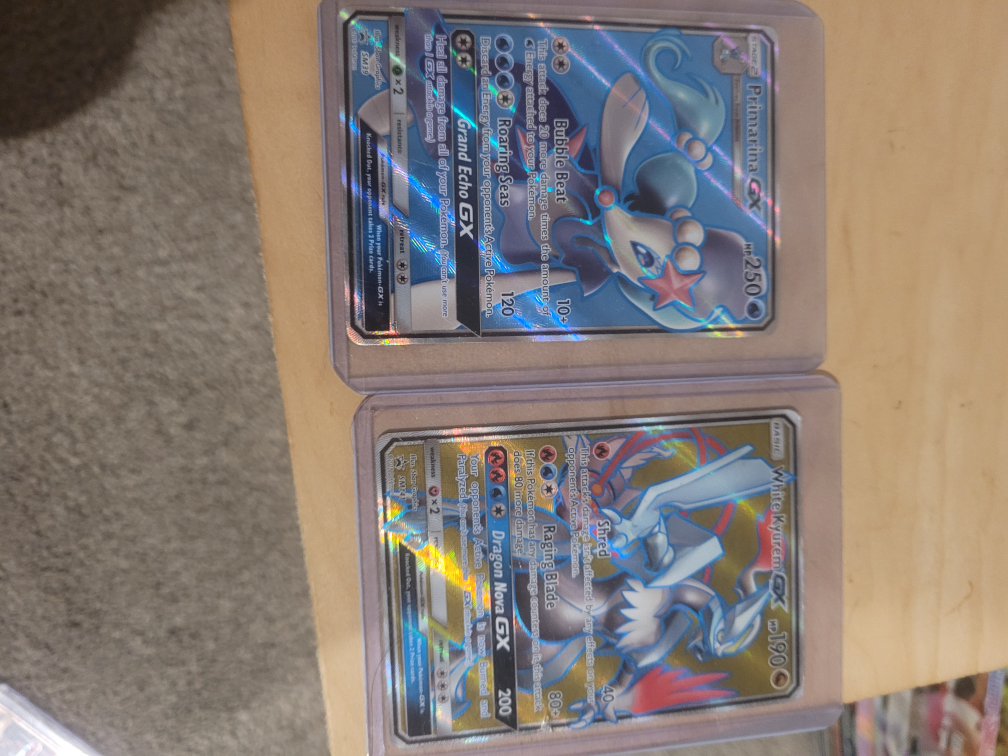 Pokemon Cards - Primarina GX and White Kyurem GX