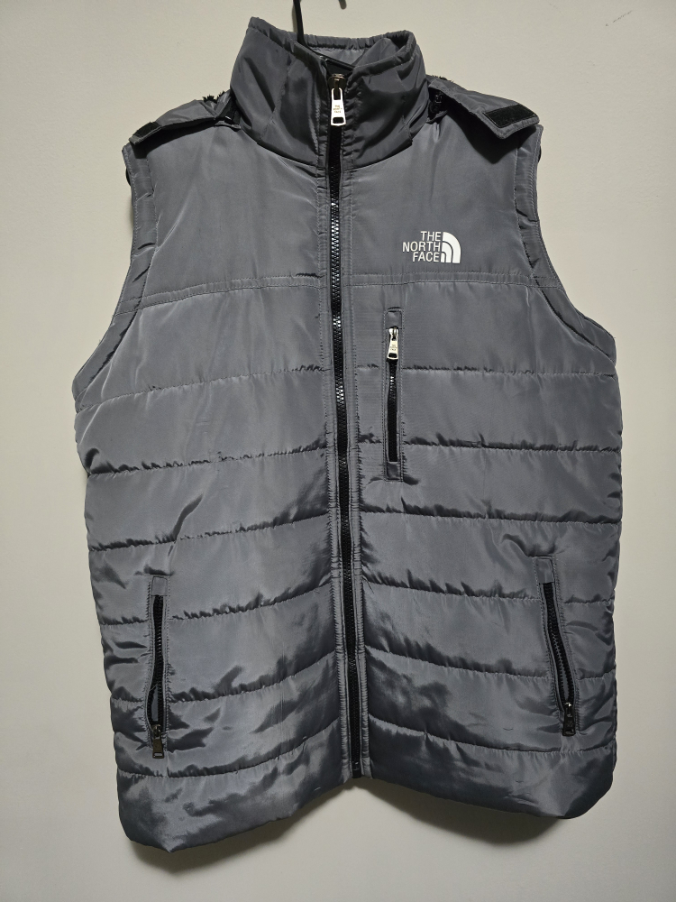 The North Face Grey Puffer Vest with Detachable Hood