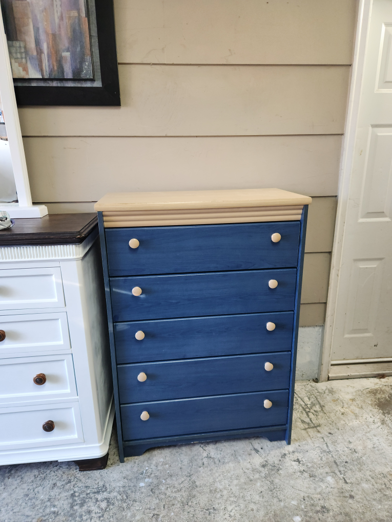Five-Drawer Chest of Drawers - Blue and Beige - photo 2