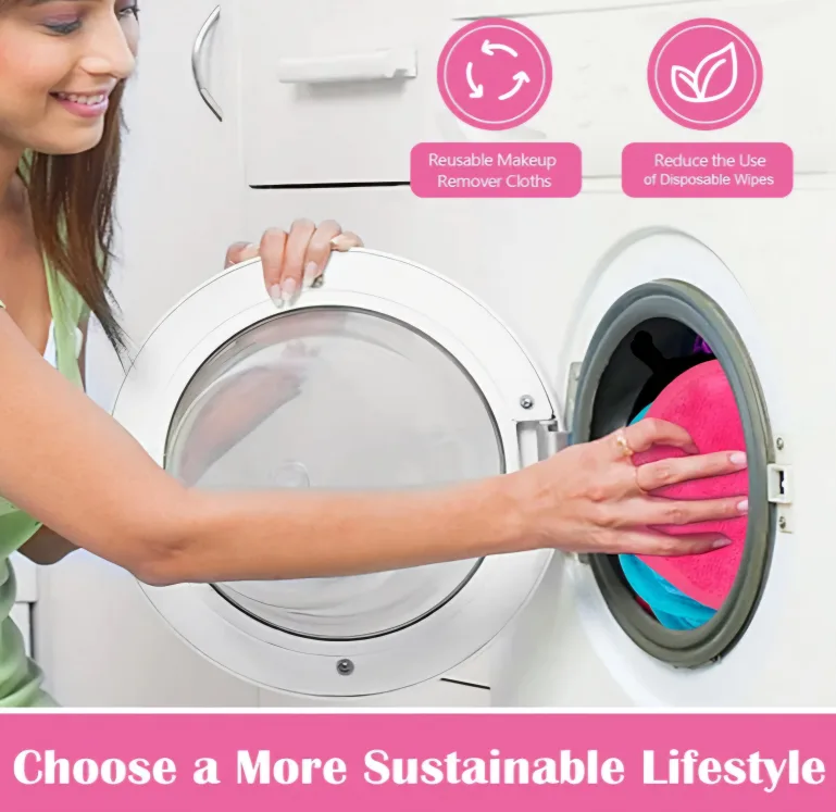 NEW Reusable Makeup Remover Cloths - Pink & Purple image indicator(8)