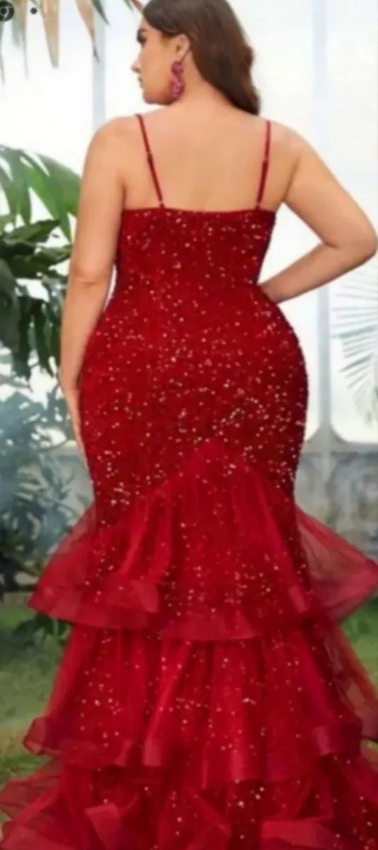 Stunning Red Sequin Mermaid Prom Dress image indicator(2)