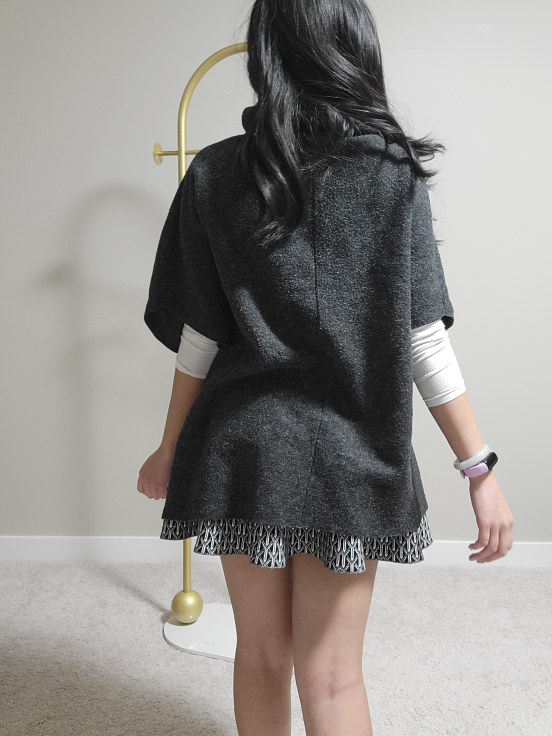 Dark Grey Knit Poncho Sweater - photo 3