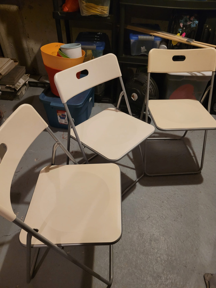 Set of Three Folding Chairs - Off-White