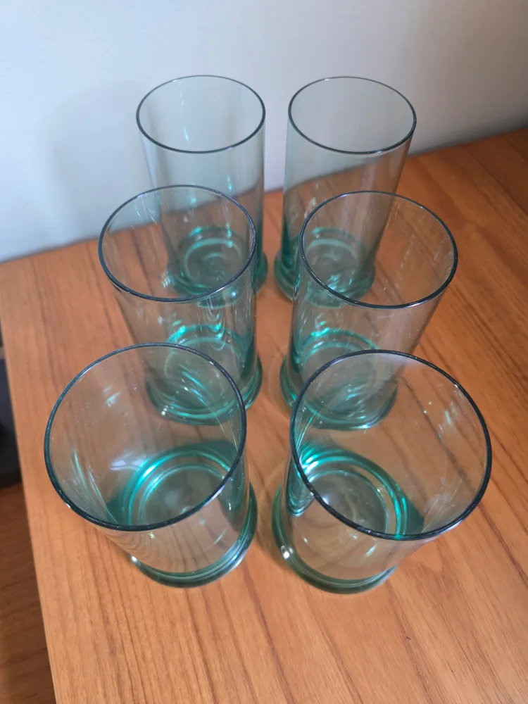 Set of six teal acrylic drinking glasses thumbnail