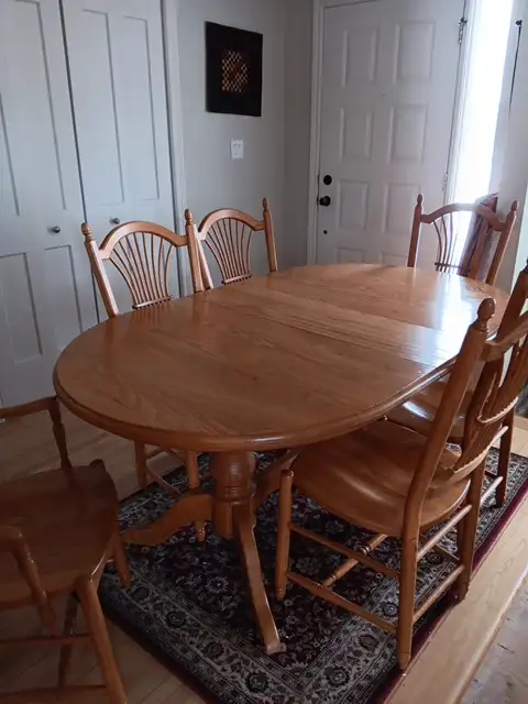 Oak Dining Table Set with 6 Chairs