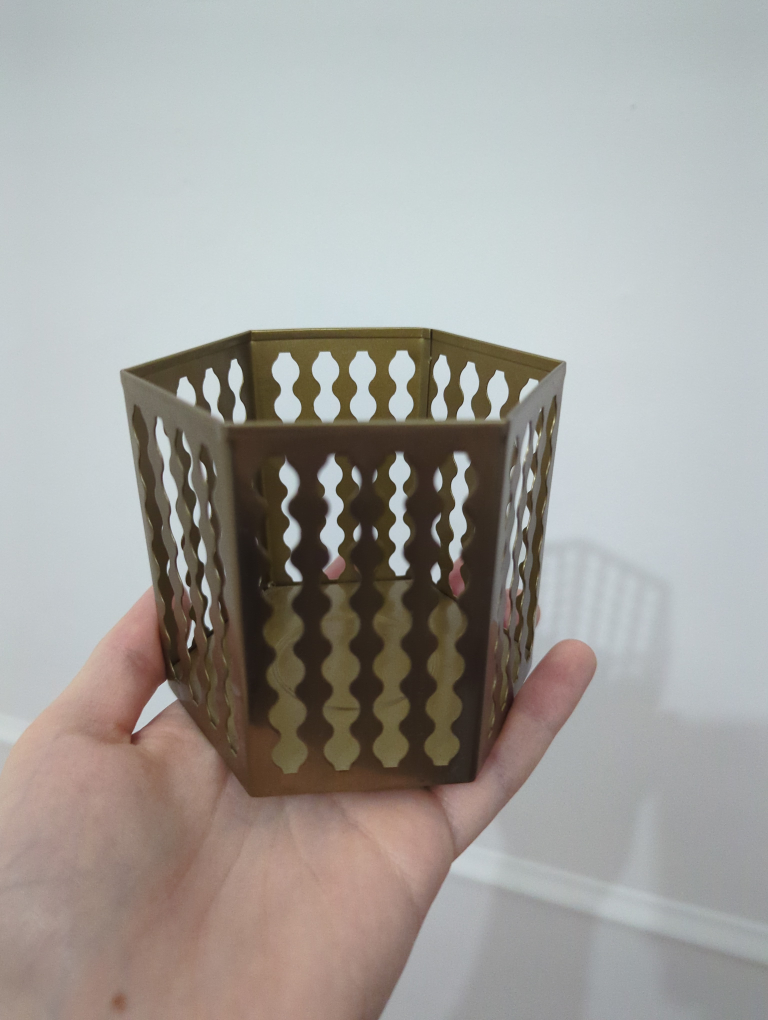 Gold Hexagon Metal tea light holder