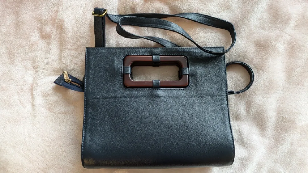 NEW Blue handmade leather embroidered crossbody bag. image indicator(4)