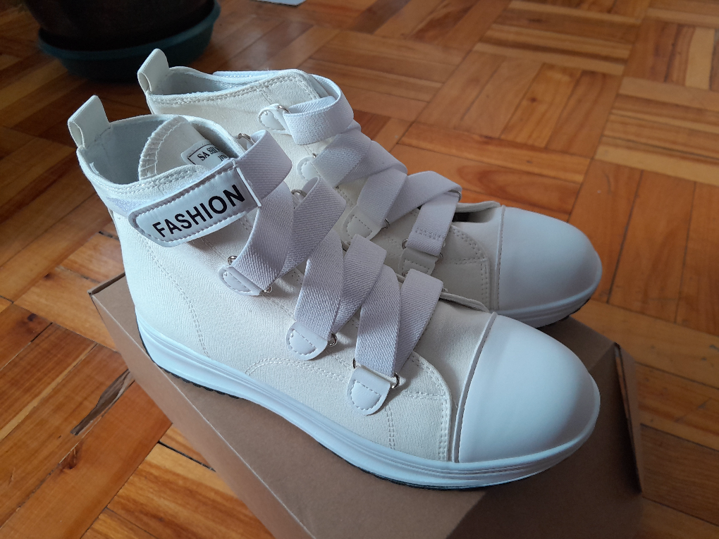 Women's White High-Top Canvas Sneakers - photo 3