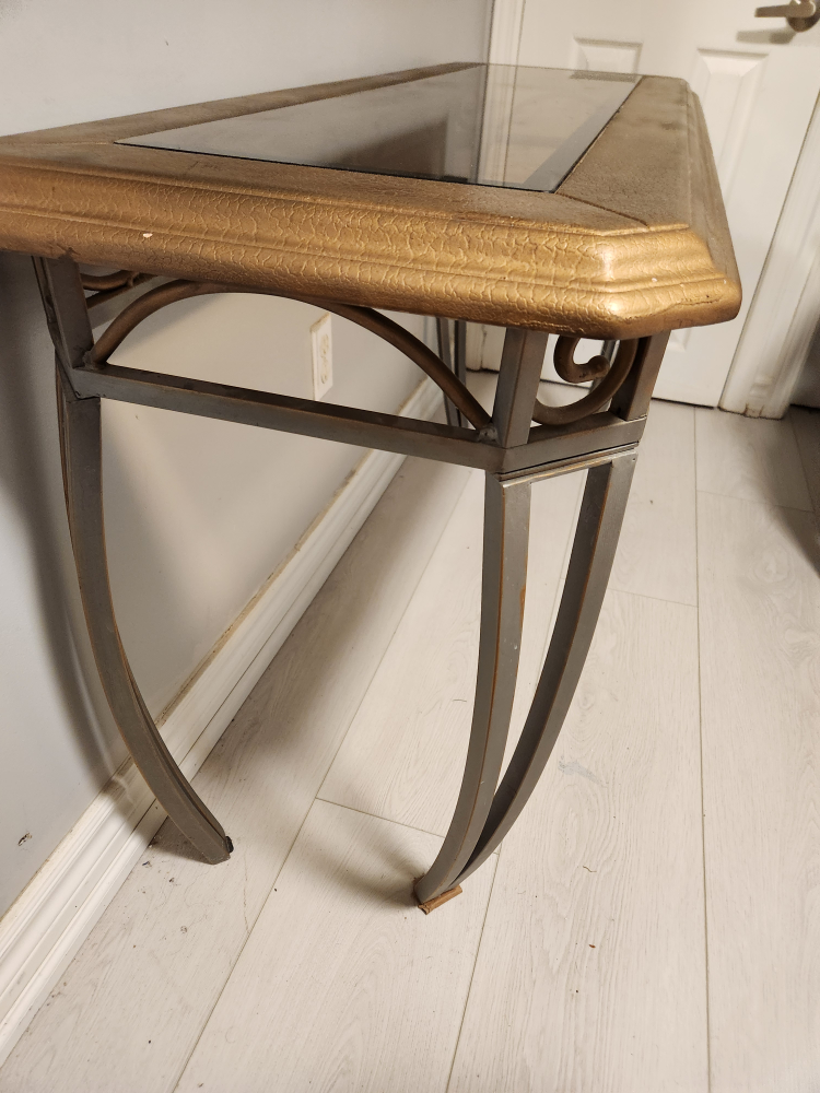 Elegant Glass-Top Console Table with Metal Frame - photo 3