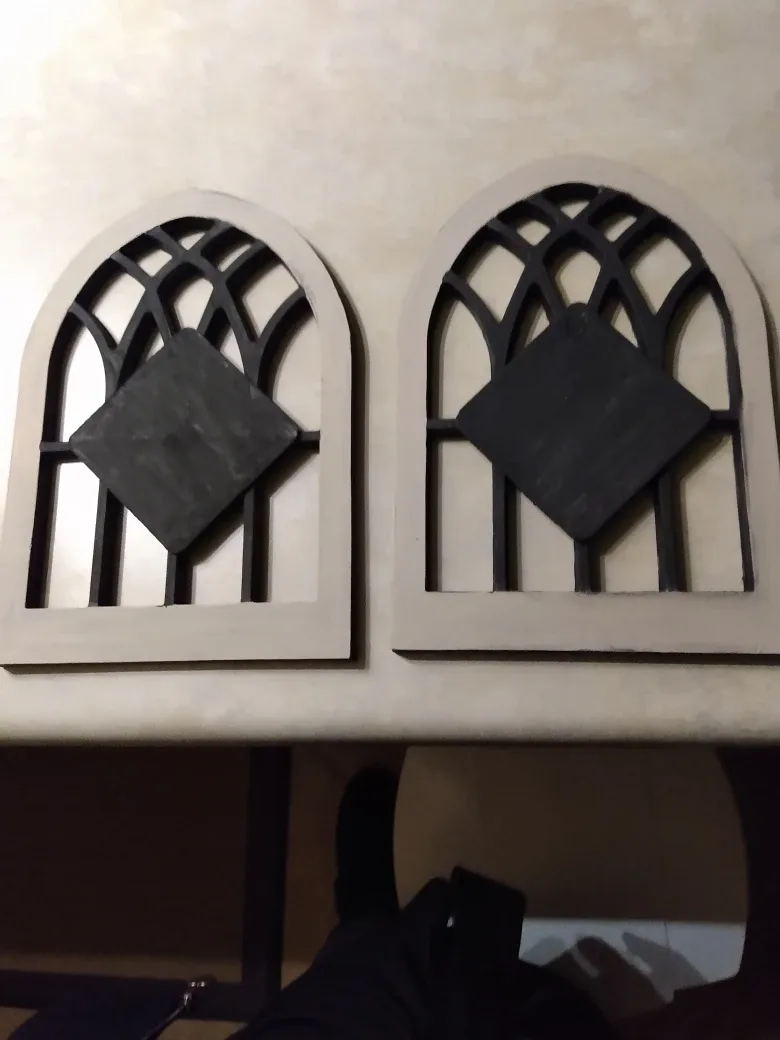 Beautiful Pair of Arch-Shaped Wood Decor ( beige and black) image indicator(2)