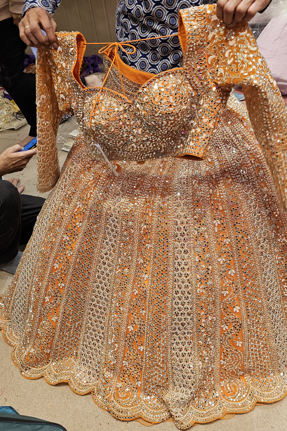 Gorgeous Orange and Silver Embellished Lehenga Choli - photo 2