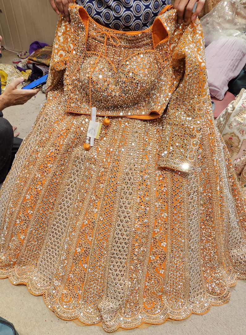 Gorgeous Orange and Silver Embellished Lehenga Choli - photo 4