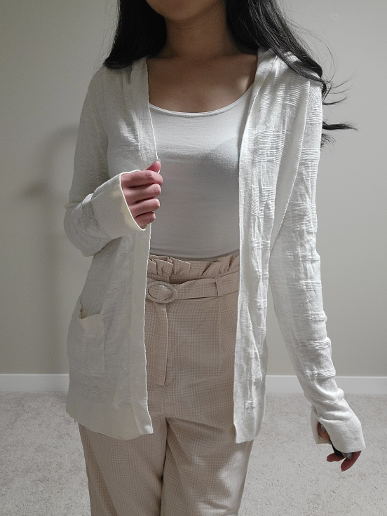 Women's White Hooded Cardigan Sweater