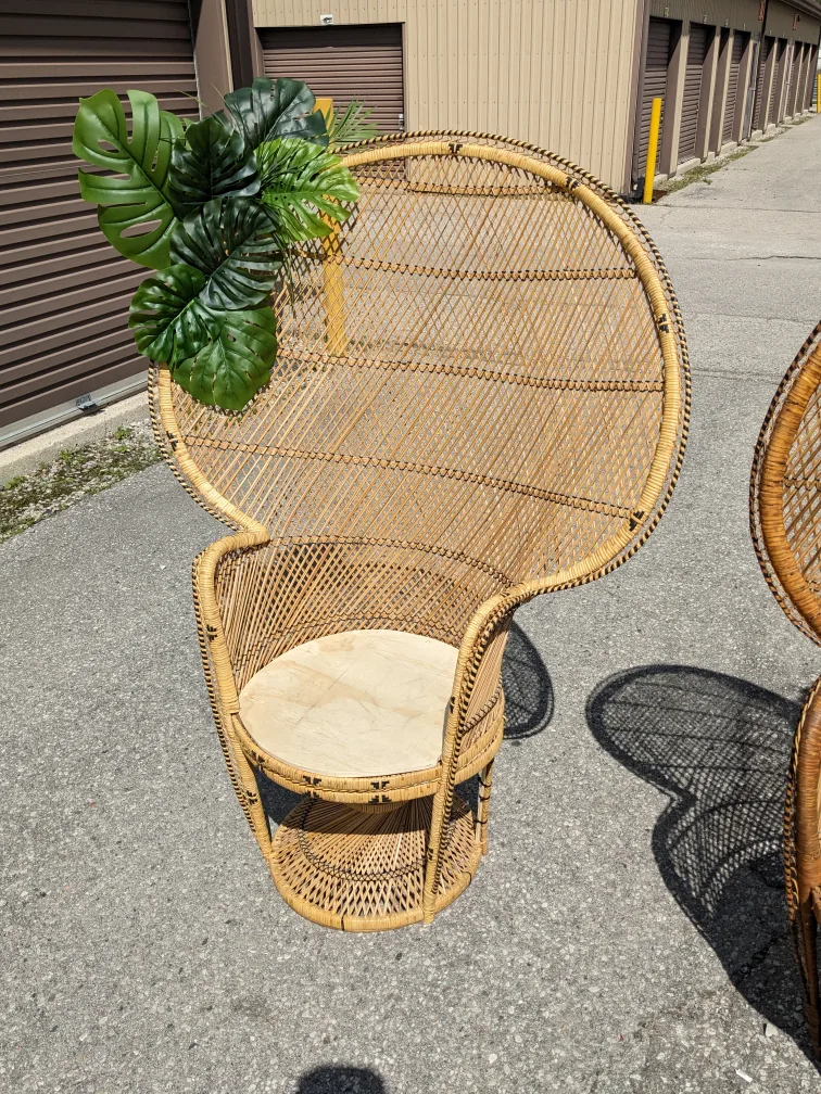 Pair of Vintage Wicker Peacock Chairs image indicator(2)