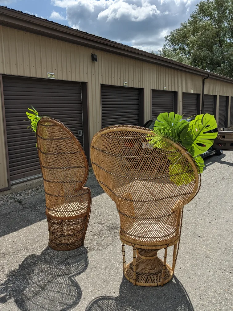 Pair of Vintage Wicker Peacock Chairs image indicator(5)