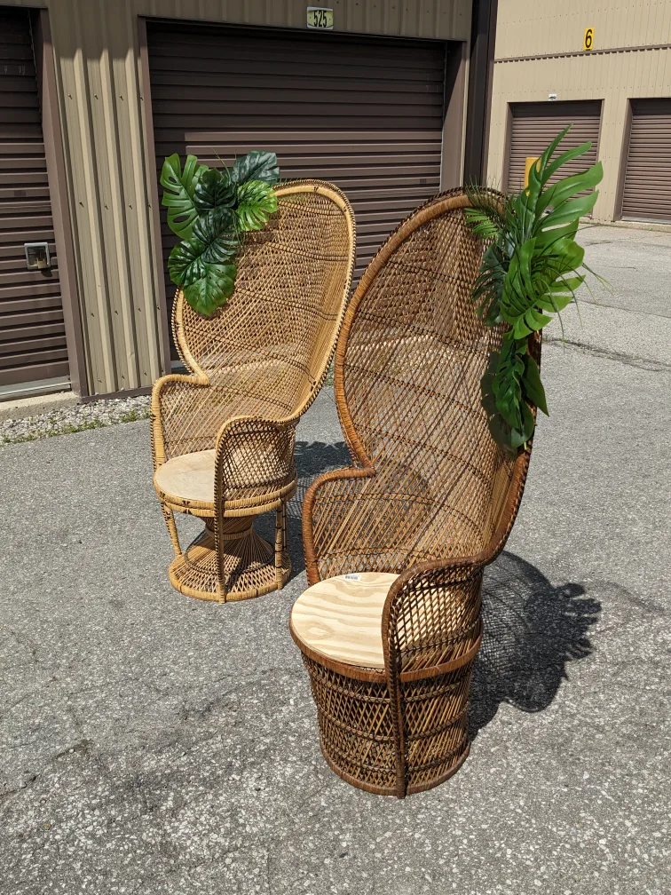 Pair of Vintage Wicker Peacock Chairs image indicator(6)