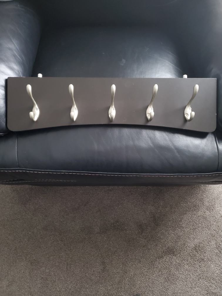 Dark Brown Wall Mounted Coat Rack with Four Hooks