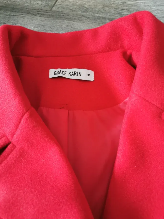 Grace Karin Red Double Breasted Peacoat - Size M image indicator(2)