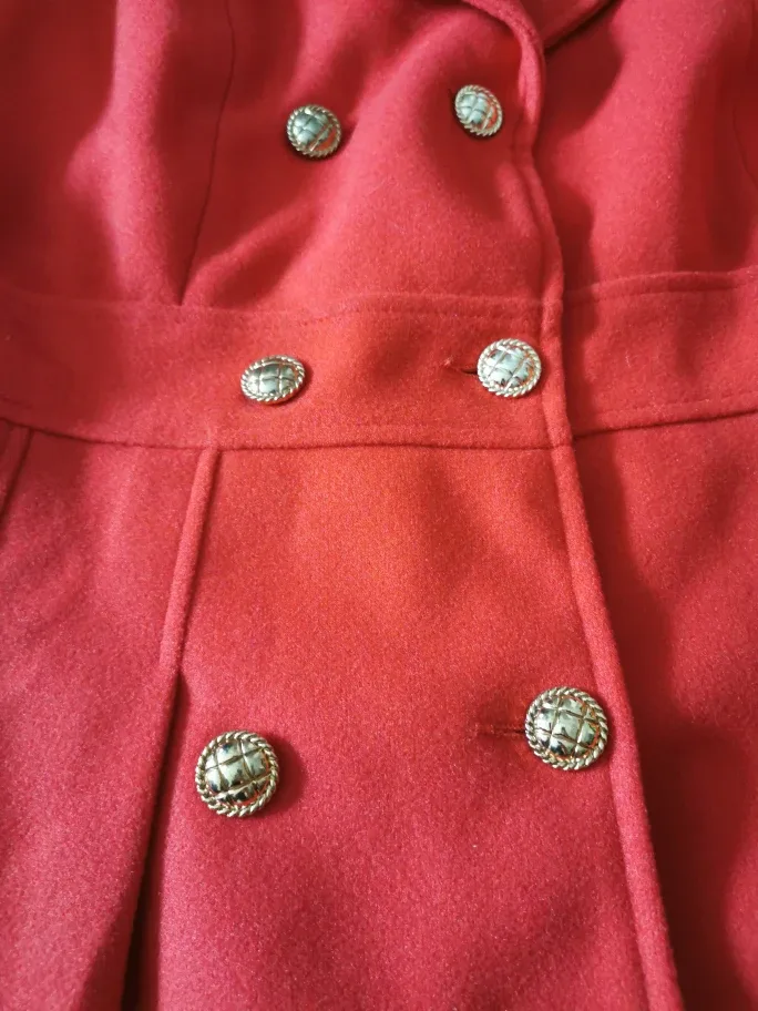 Grace Karin Red Double Breasted Peacoat - Size M image indicator(3)